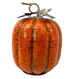 3D Harvest Metal Pumpkin, 12"-Seasonal Decor-Simple and Grand-Simple and Grand