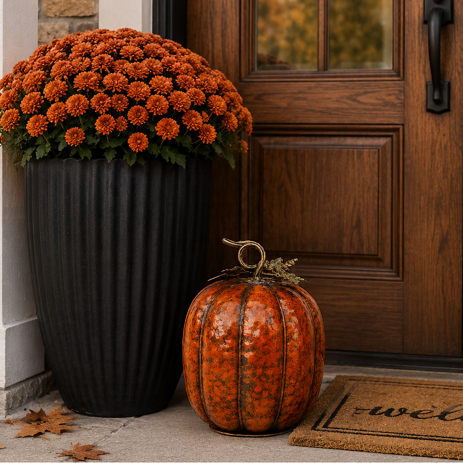 3D Harvest Metal Pumpkin, 12"