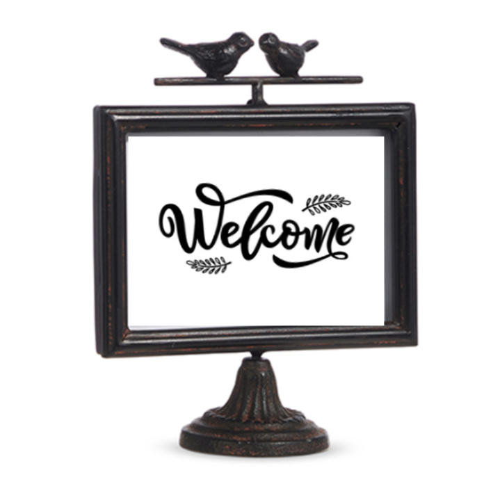 Bird Perch Welcome Frame, 8.5"-Seasonal Decor-Simple and Grand-Simple and Grand