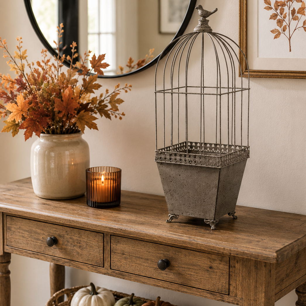 Antique Bird Finial Cloche, 23"