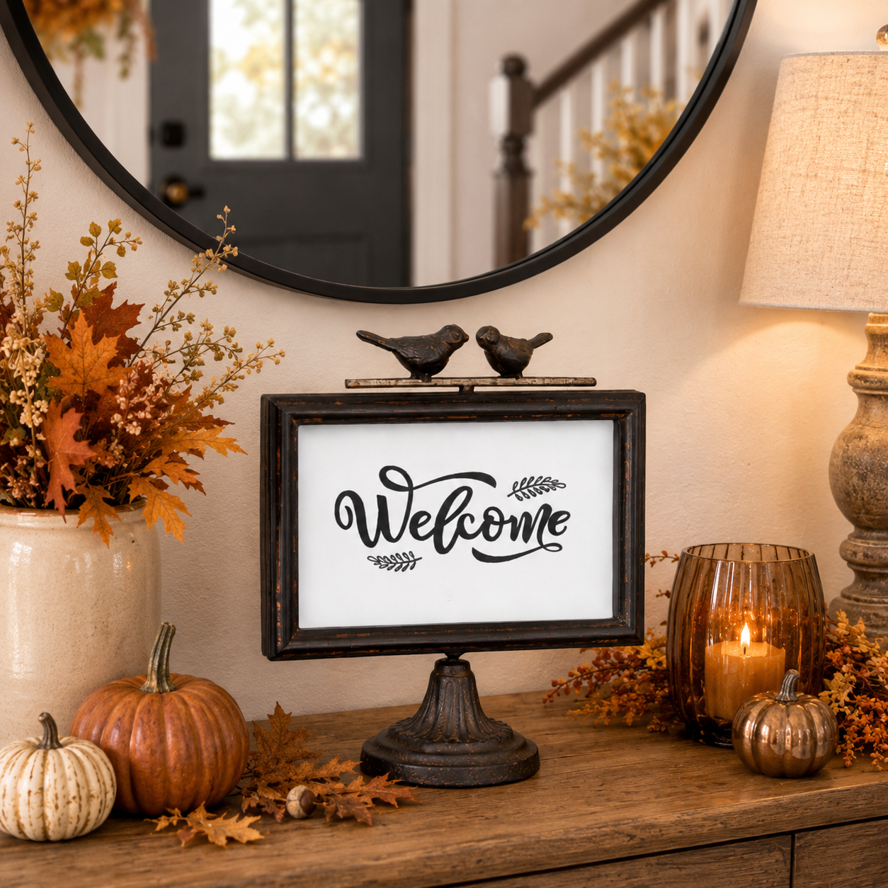 Bird Perch Welcome Frame, 8.5"