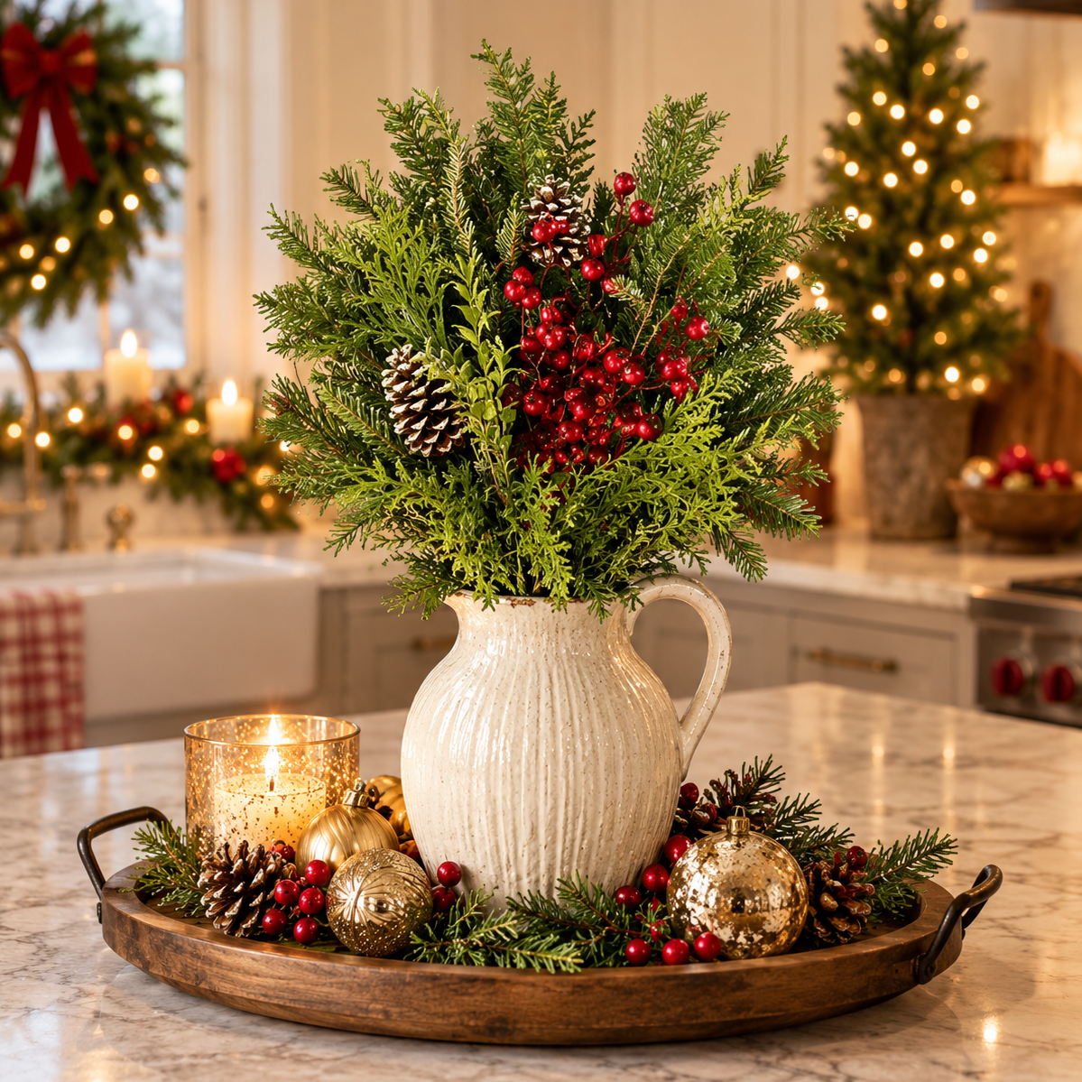 Evergreen Vase Bouquet, 15"-18"