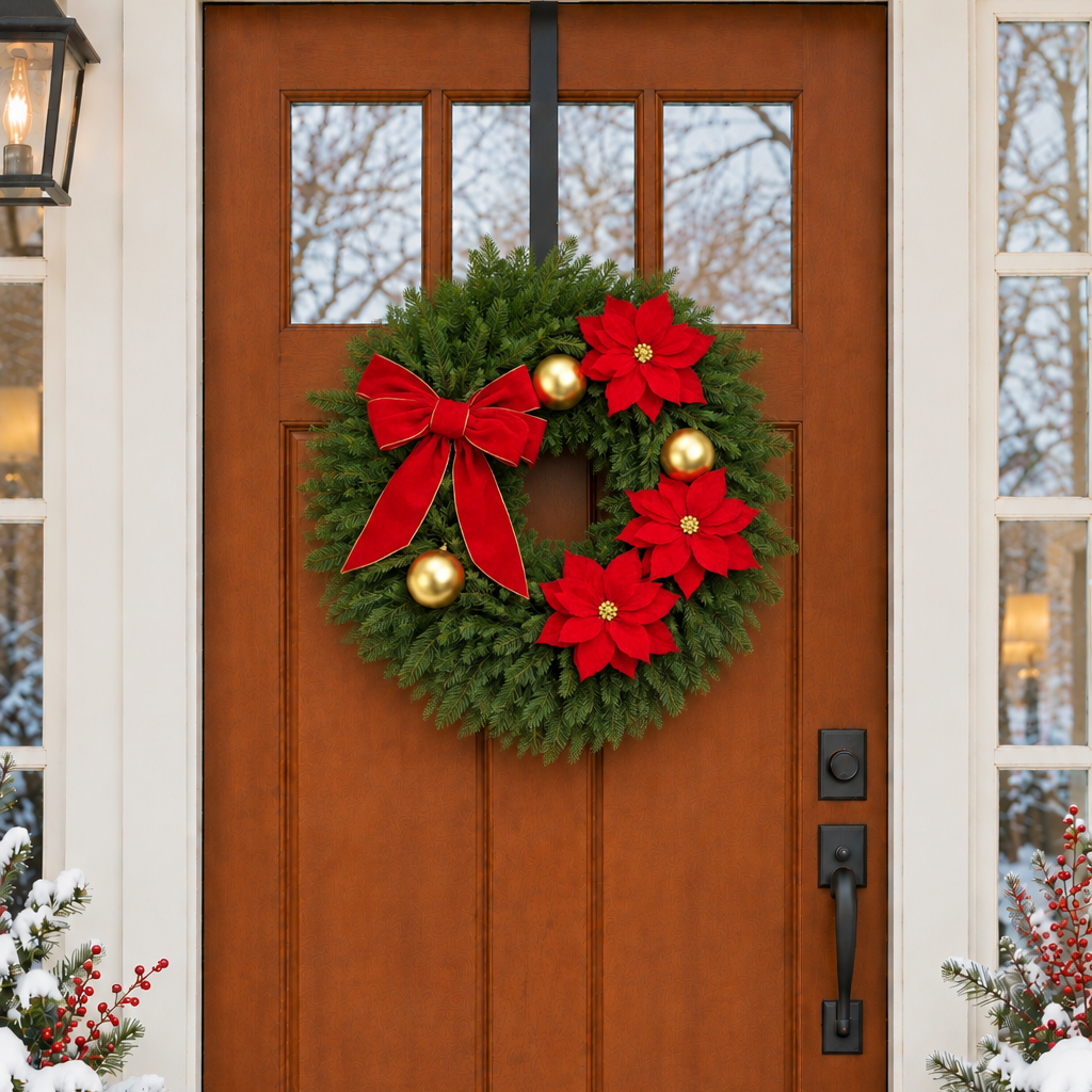 Poinsettia Wreath, 24"