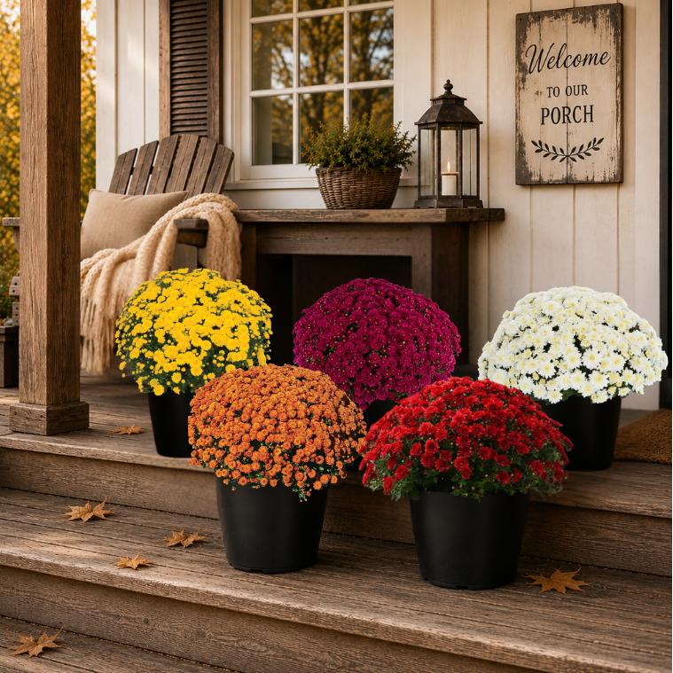 10" Potted Mum - 5 color options