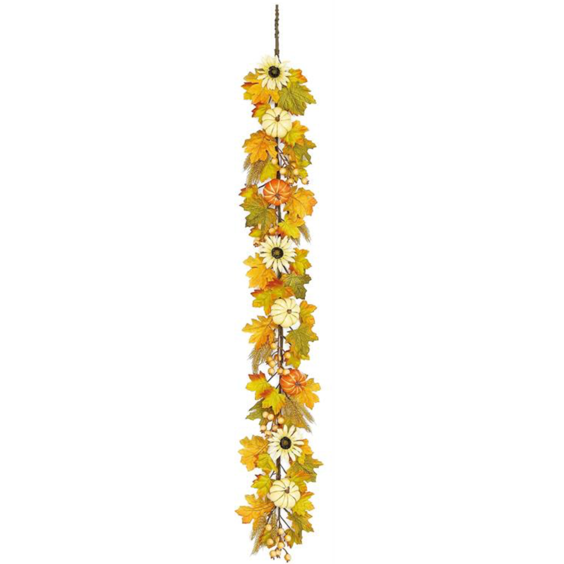 Pumpkin, Sunflower & Maple Faux Garland, 60"-Seasonal Decor-Simple and Grand-Simple and Grand