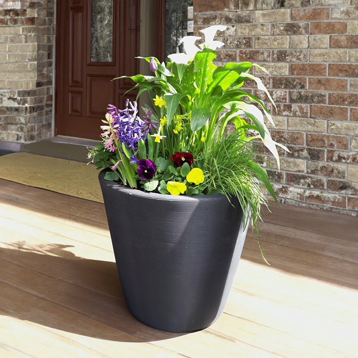 Planter Delivery Subscription-Simple and Grand-SIGNATURE PLUS (20") - Most Grand-Round - Caviar Black-Full Sun-Simple and Grand