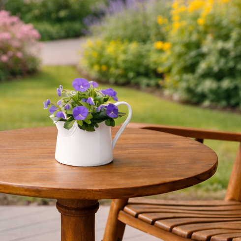 Enamel Pitcher with Flowering Plant-Seasonal Decor-Simple and Grand-Simple and Grand