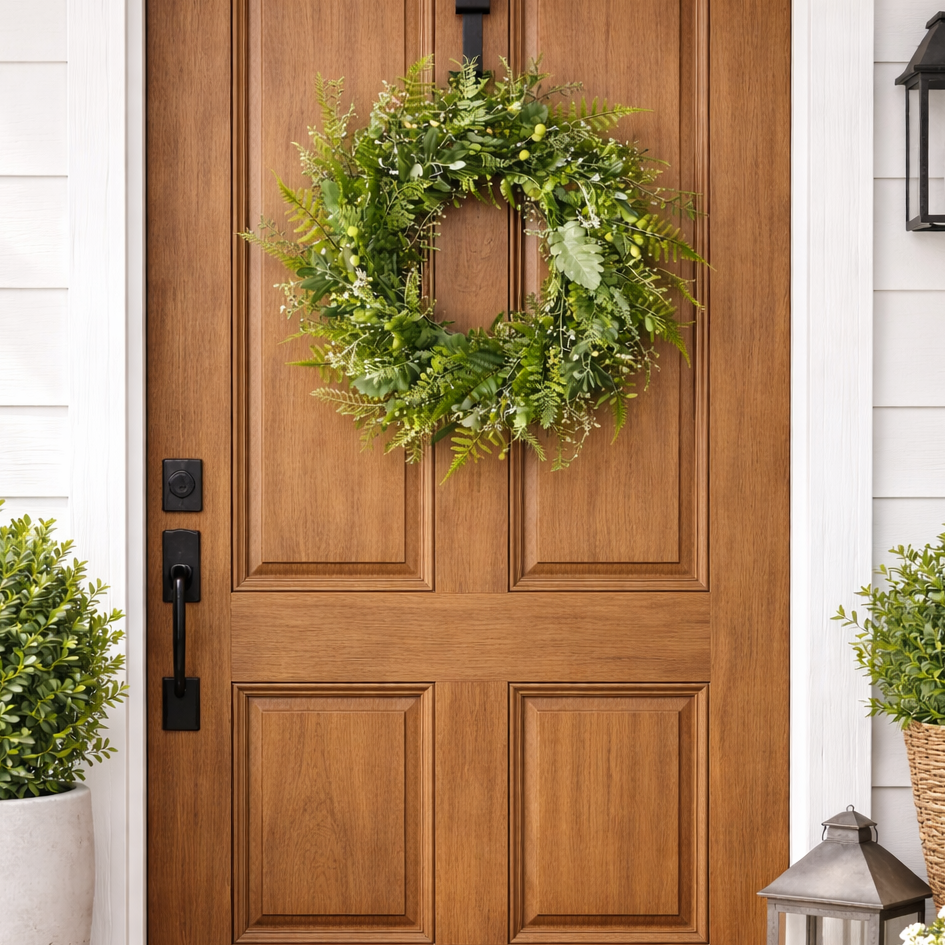 Mixed Fern Wreath, 28"-Seasonal Decor-Simple and Grand-Simple and Grand