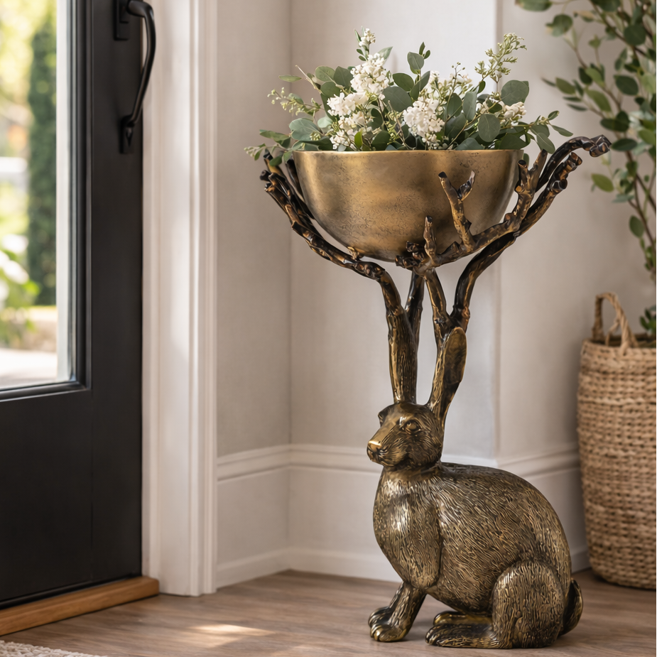 "Eric" Rabbit Branch Bowl, 21"-Seasonal Decor-Simple and Grand-Simple and Grand