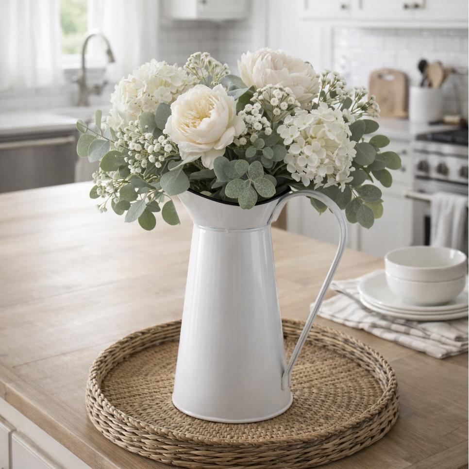 Tall Enamel Pitcher, 12.5"-Seasonal Decor-Simple and Grand-Simple and Grand