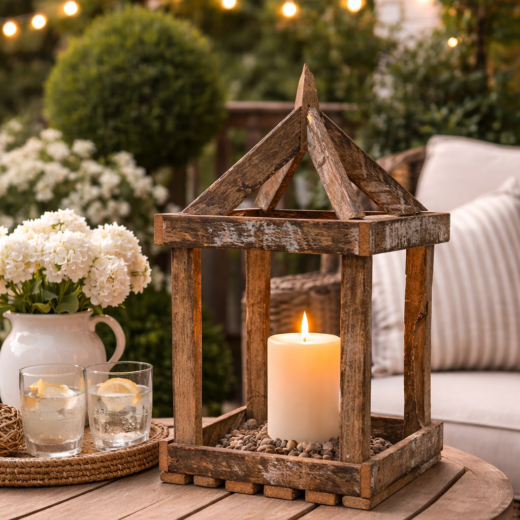 Tobacco Stick Lantern with Candle, 19"-Seasonal Decor-Simple and Grand-Simple and Grand