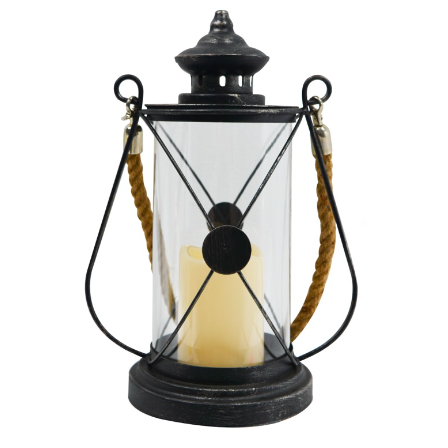 Round Lantern with Candle, 13"-Simple and Grand-Simple and Grand