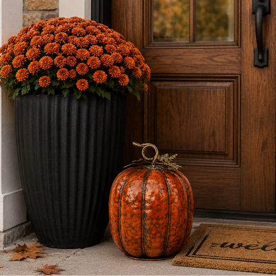 3D Harvest Metal Pumpkin, 12"