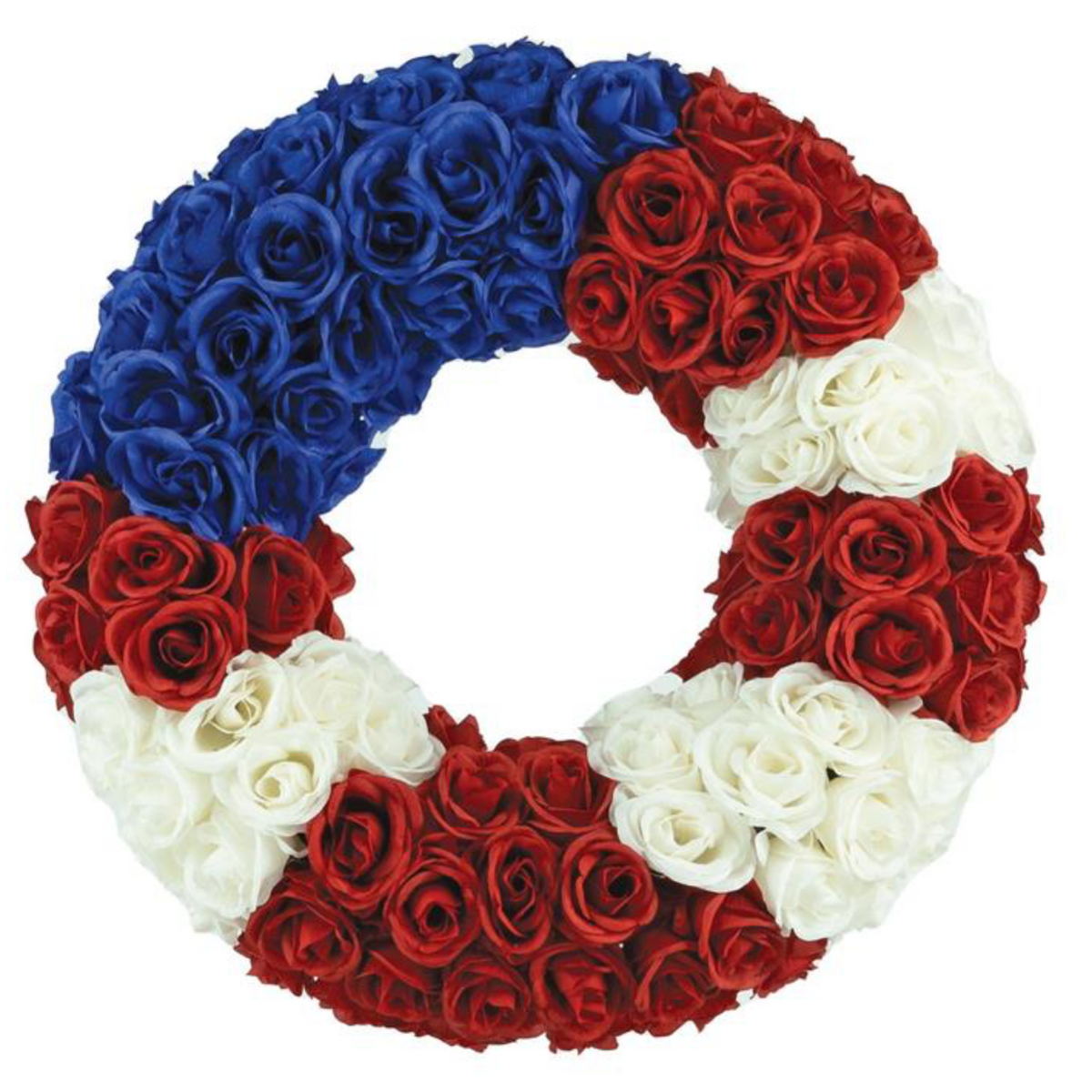 Americana Rose Wreath, 22"-Seasonal Decor-Simple and Grand-Simple and Grand