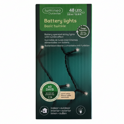 Battery 48 Twinkle Lights, Warm White, Lumineo Durawise