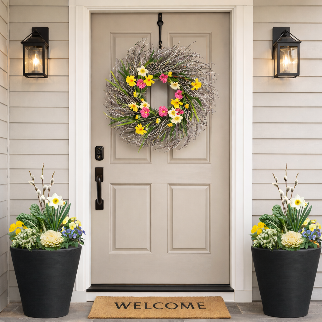 Blossom & Willow Cosmos Wreath, 24"-Seasonal Decor-Simple and Grand-Simple and Grand