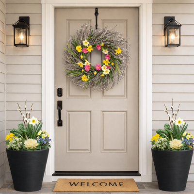 Blossom & Willow Cosmos Wreath, 24"-Seasonal Decor-Simple and Grand-Simple and Grand