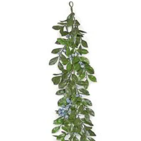 Blueberry &amp; Foliage Faux Garland, 72"-Seasonal Decor-Simple and Grand-Simple and Grand