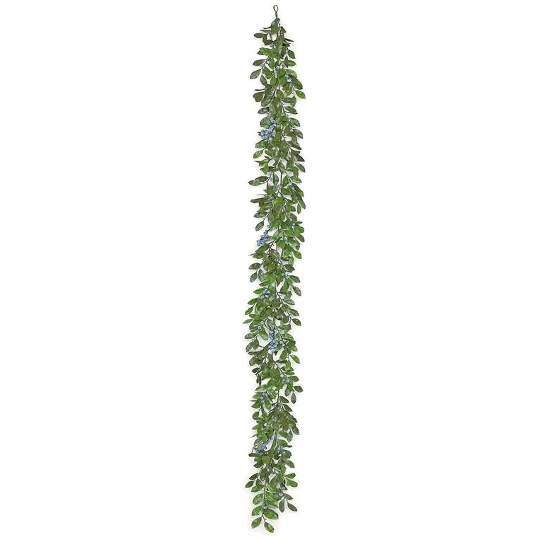 Blueberry &amp; Foliage Faux Garland, 72"-Seasonal Decor-Simple and Grand-Simple and Grand