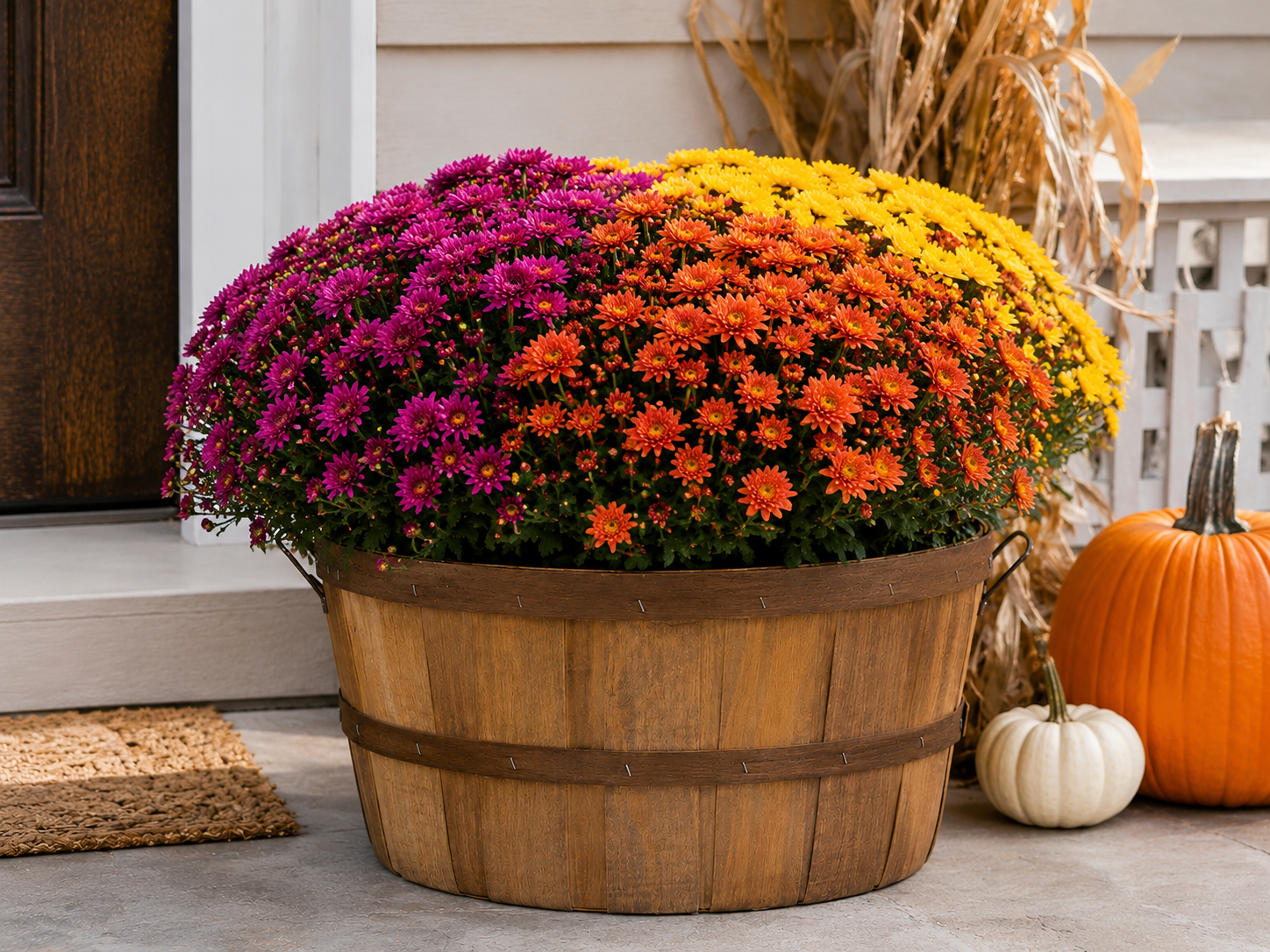 Tri-color Potted Mum, 15"