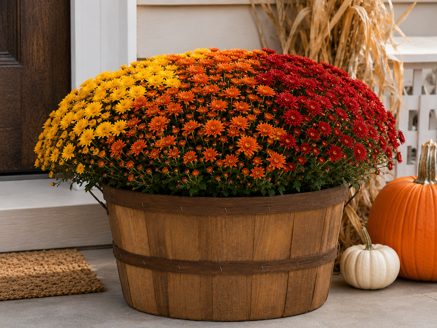 Tri-color Potted Mum, 15"