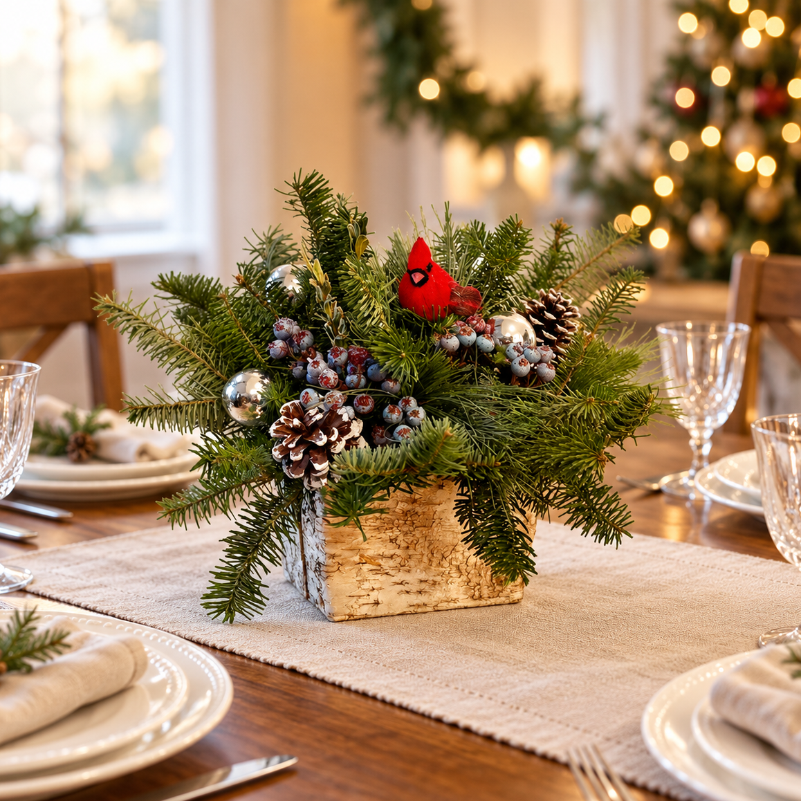 Birch Box Red Centerpiece