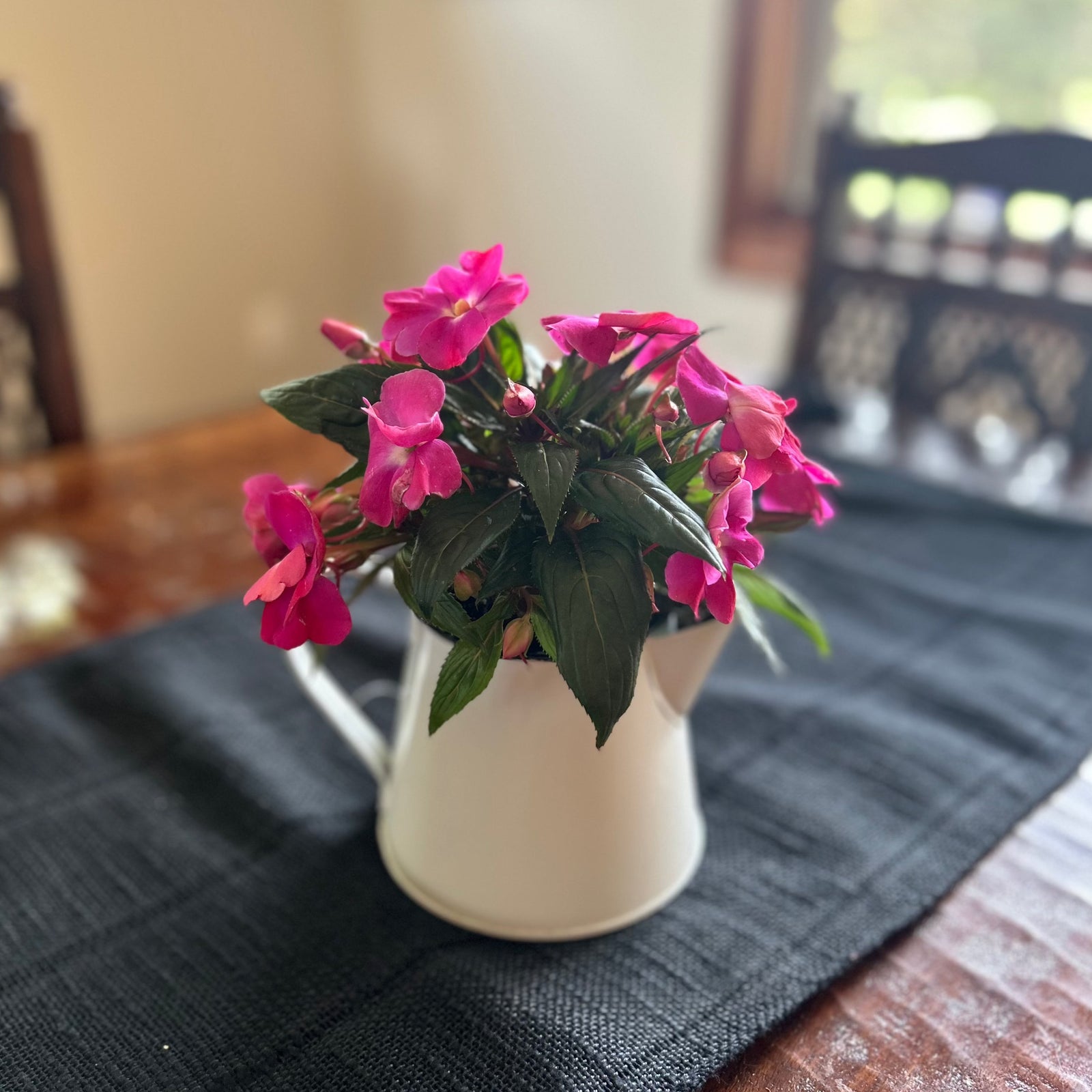 Enamel Pitcher with Flowering Plant-Seasonal Decor-Simple and Grand-Simple and Grand