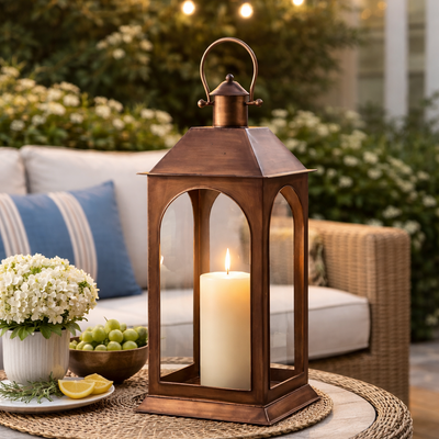 Old World Copper Lantern, 24.25"-Simple and Grand-Simple and Grand