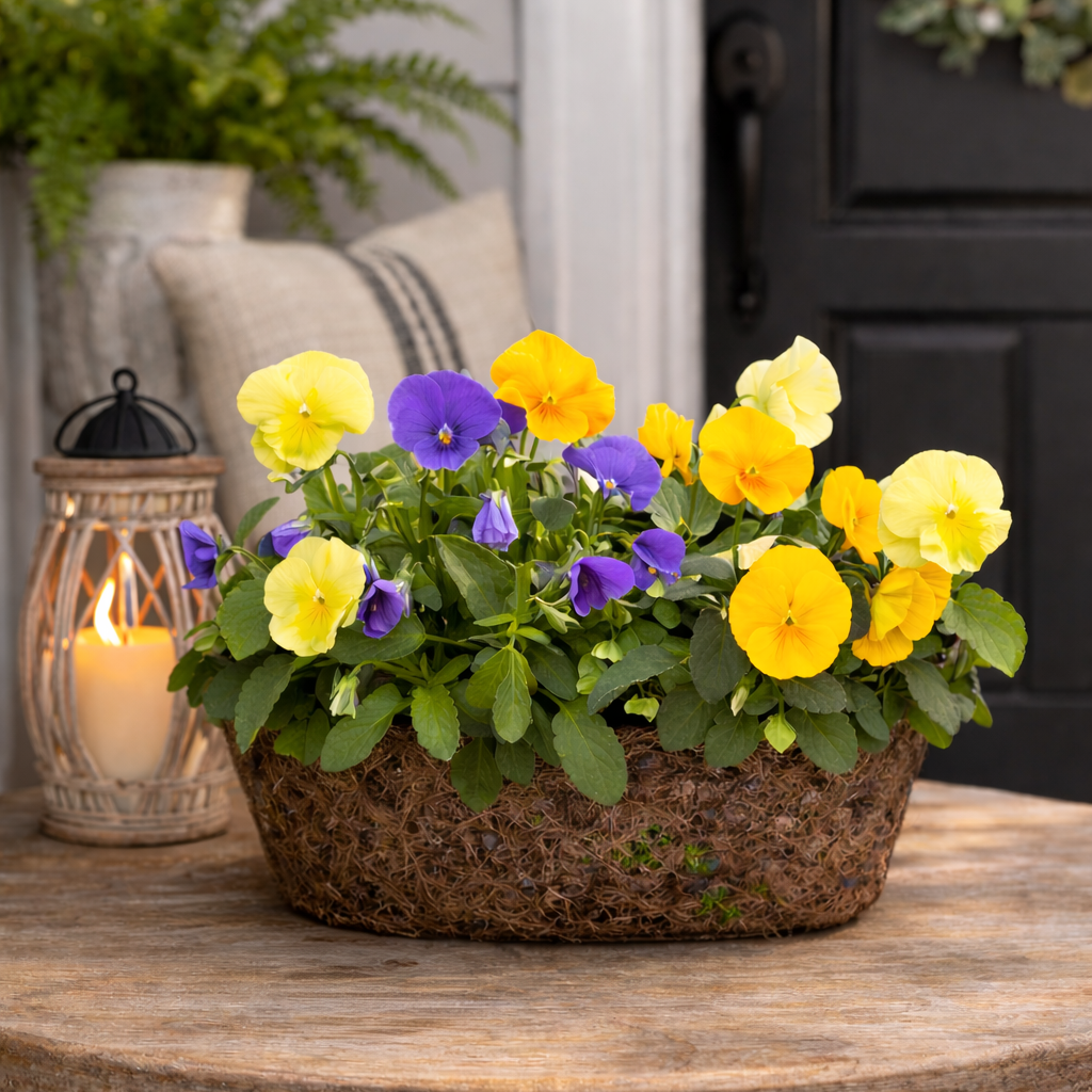Pansy Perfection Bowl, 8"-Seasonal Decor-Simple and Grand-Simple and Grand