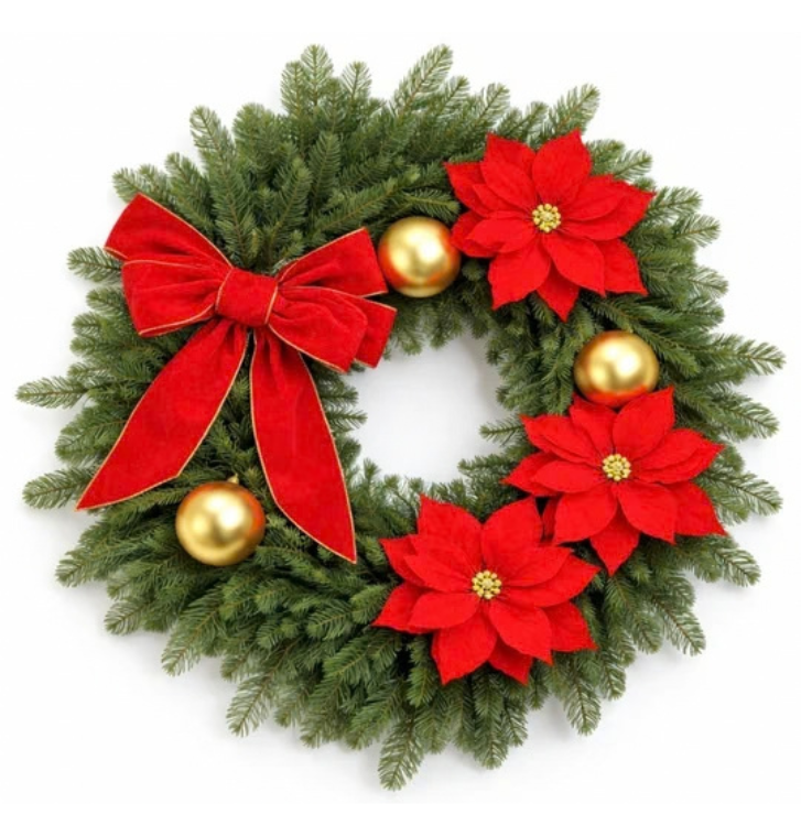 Poinsettia Wreath, 24"