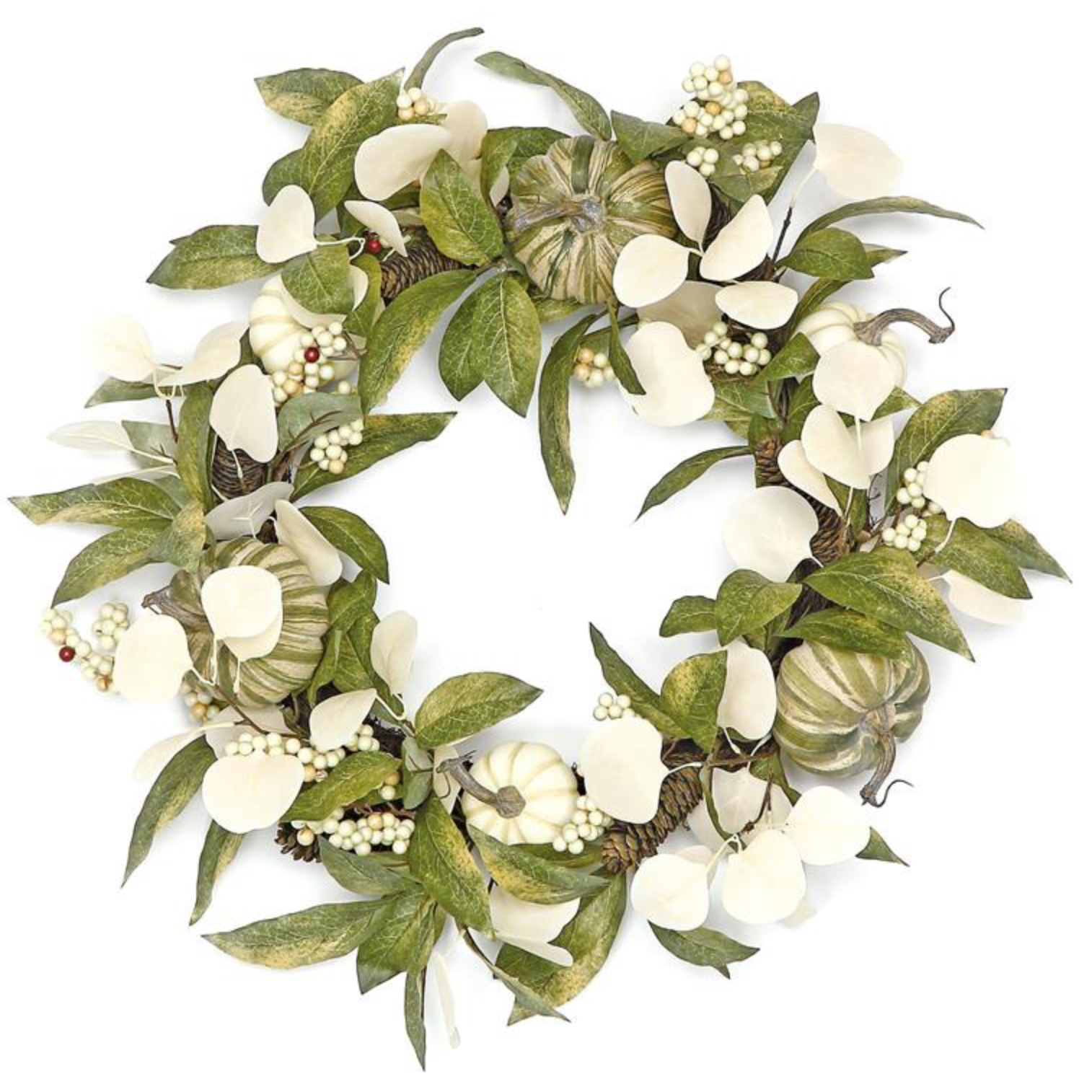 Pumpkin, Berry and Cone Wreath, 24"-Seasonal Decor-Simple and Grand-Simple and Grand