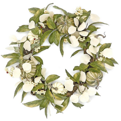 Pumpkin, Berry and Cone Wreath, 24"-Seasonal Decor-Simple and Grand-Simple and Grand
