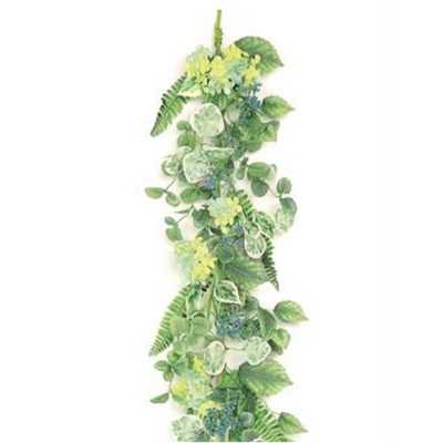Sage & Hydrangea Faux Garland, 60"-Seasonal Decor-Simple and Grand-Simple and Grand