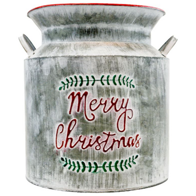 Metal Milk Can, 11.75"-Seasonal Decor-Simple and Grand-Simple and Grand