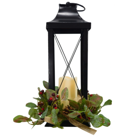 Square Lantern w/ Candle, 18.25&quot;-Simple and Grand-Simple and Grand