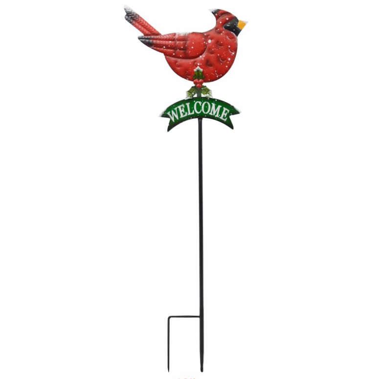 Welcome Cardinal Stake, 38&quot;-Seasonal Decor-Simple and Grand-Simple and Grand