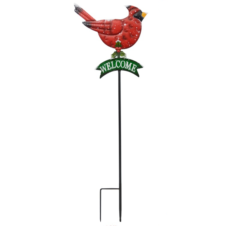 Welcome Cardinal Stake, 38"-Seasonal Decor-Simple and Grand-Simple and Grand