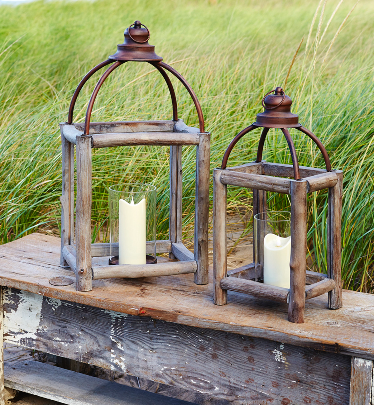 Rustic Lantern, Set of 2-Simple and Grand-Simple and Grand