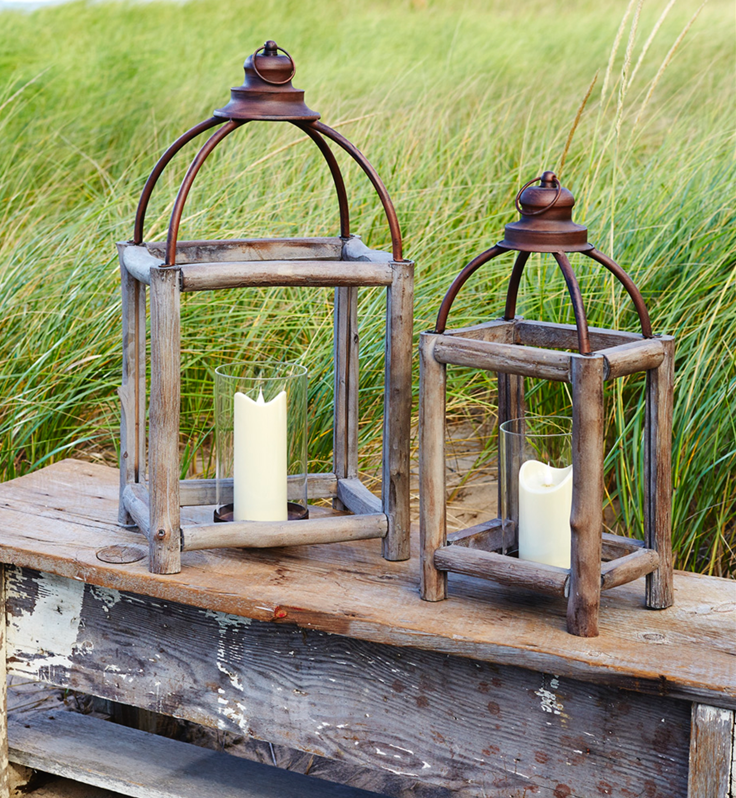 Rustic Lantern, Set of 2-Simple and Grand-Simple and Grand