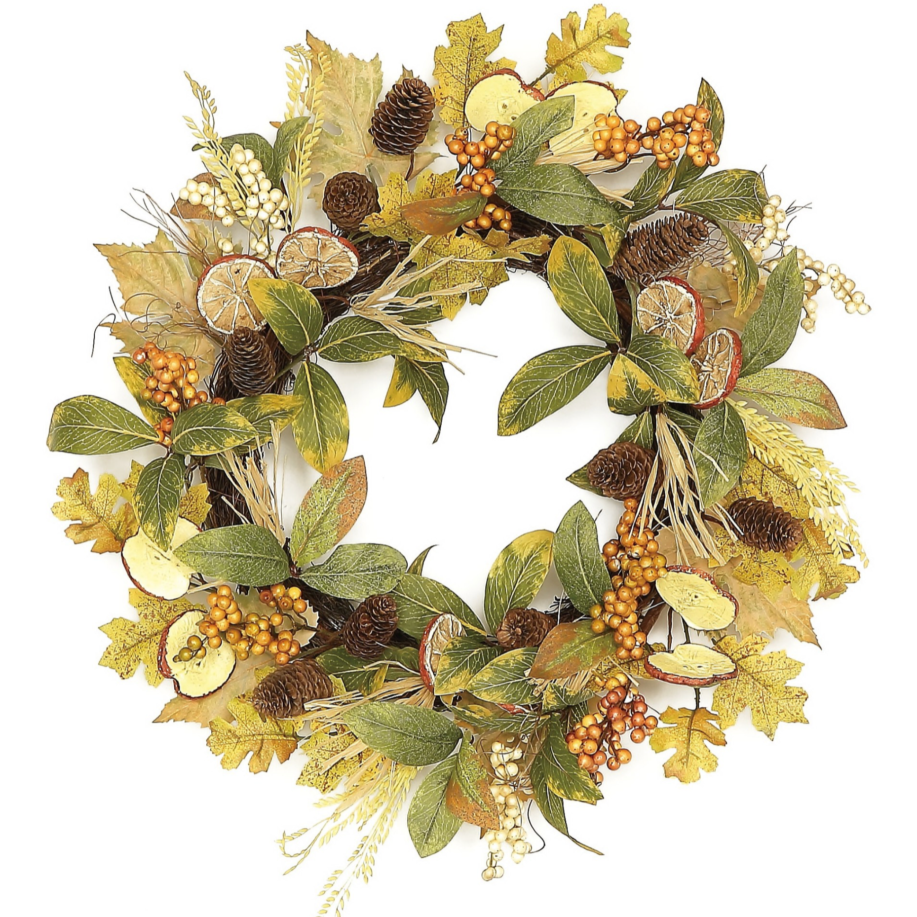 Dried Fruit & Foliage Wreath, 22"-Seasonal Decor-Simple and Grand-Simple and Grand