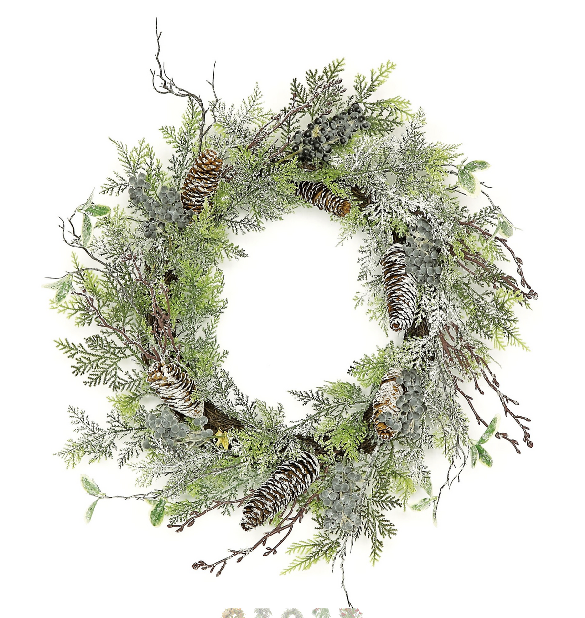 Frosted Mixed Artificial Wreath, 24&quot;-Seasonal Decor-Simple and Grand-Simple and Grand