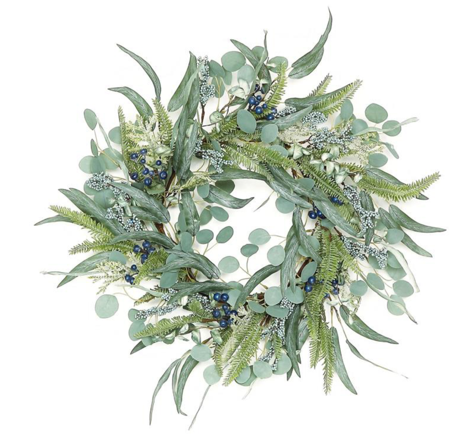 Blueberry Eucalyptus Wreath, 22"-Seasonal Decor-Simple and Grand-Simple and Grand