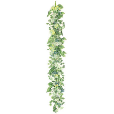 Sage & Hydrangea Faux Garland, 60"-Seasonal Decor-Simple and Grand-Simple and Grand