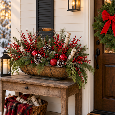 Wire Handled Basket with Winter design by Simple and Grand