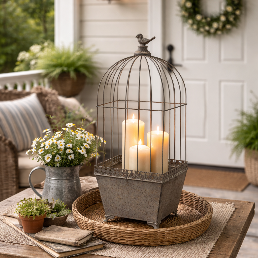 Antique Bird Finial Cloche, 23"-Seasonal Decor-Simple and Grand-Simple and Grand