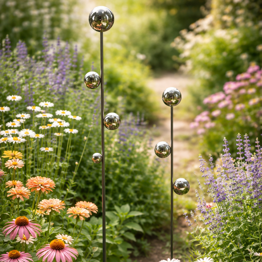 Stainless Ball Stake, Set of 2-Seasonal Decor-Simple and Grand-Simple and Grand