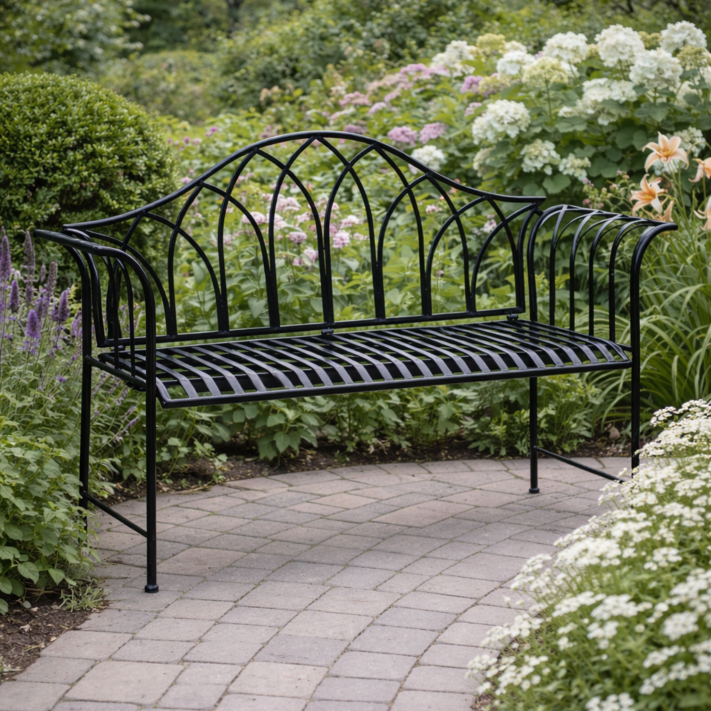 Garden Bench, 51.5"-Seasonal Decor-Simple and Grand-Black-Simple and Grand