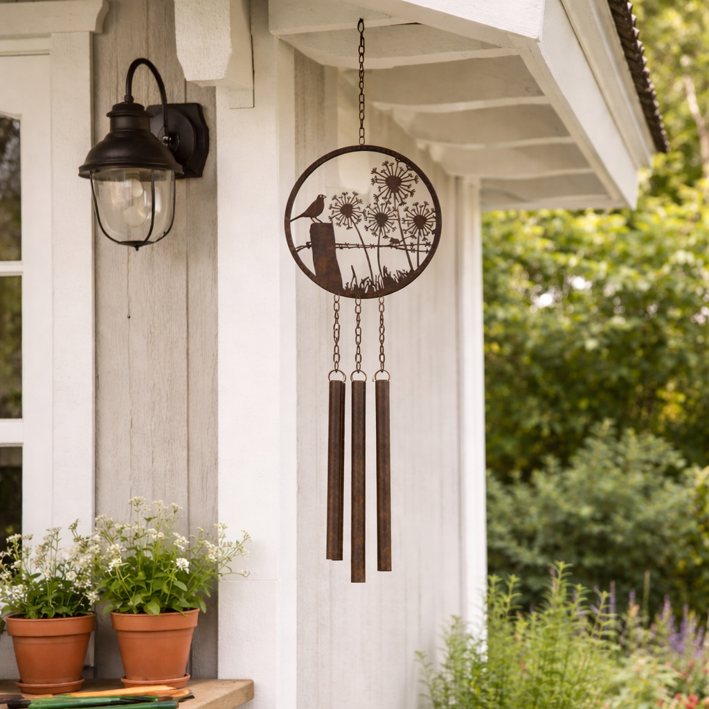 Metal Wind Chime, 33"-Seasonal Decor-Simple and Grand-Bird-Simple and Grand