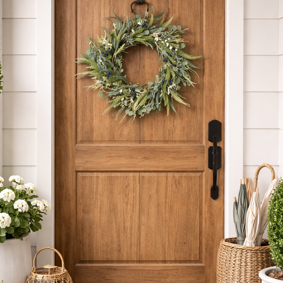 Blueberry Eucalyptus Wreath, 22"-Seasonal Decor-Simple and Grand-Simple and Grand