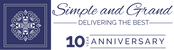 10th anniversary logo with decorative element and text 'Simple and Grand, Delivering the Best'.